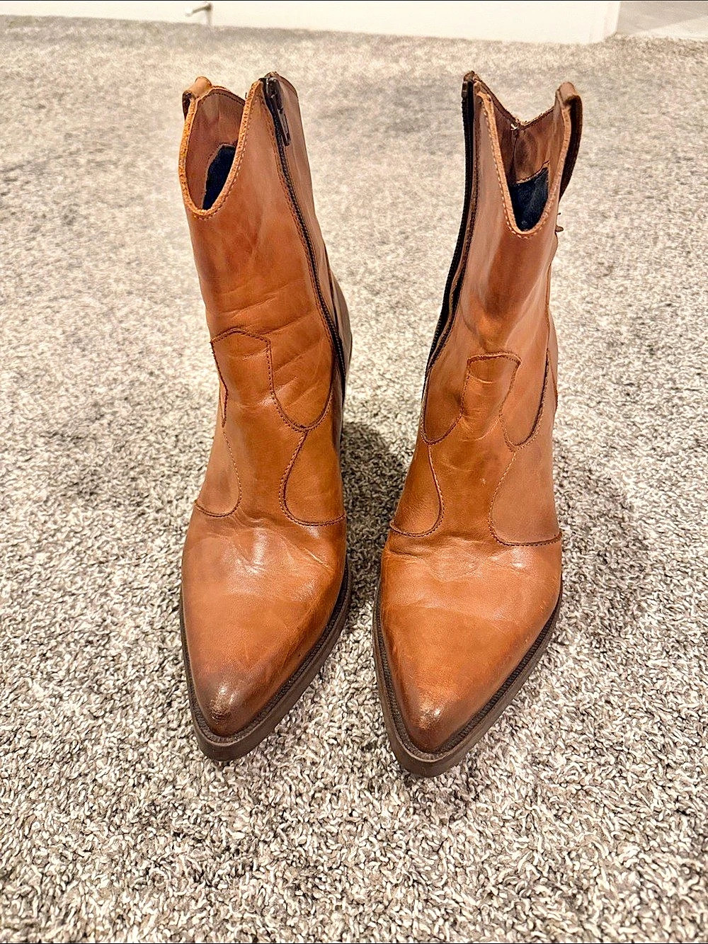 Emanuele Crasto Women's Brown Italian Leather Heeled Western boots size 9